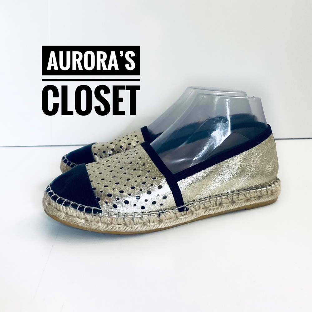 Vidorretta 7 Gold Espadrilles Black Cap Toe Spain